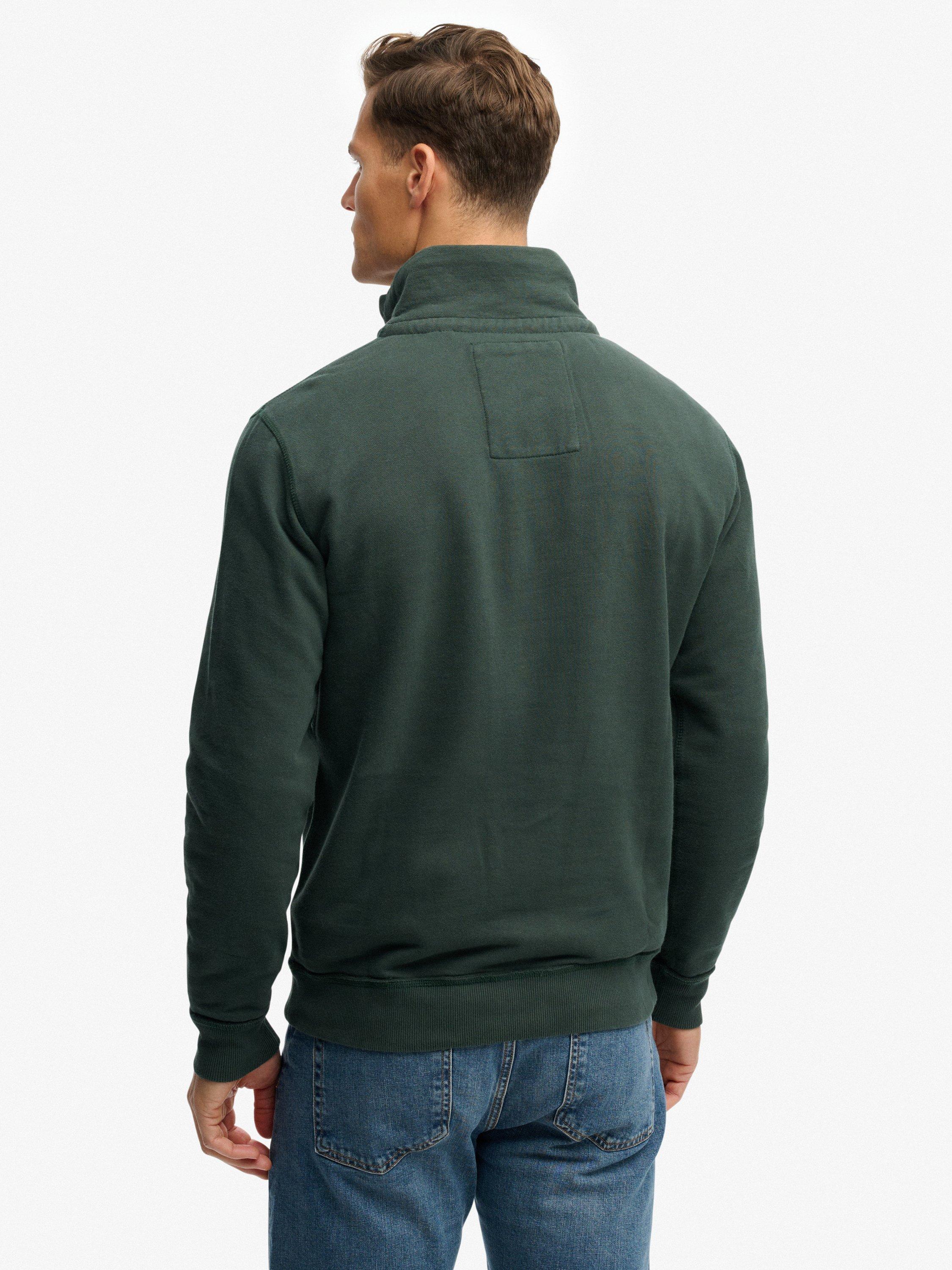 Product image 2 of 5, which shows Superdry Pure Cotton Athletic SD Co Half Zip Sweatshirt, Eagle Green, M