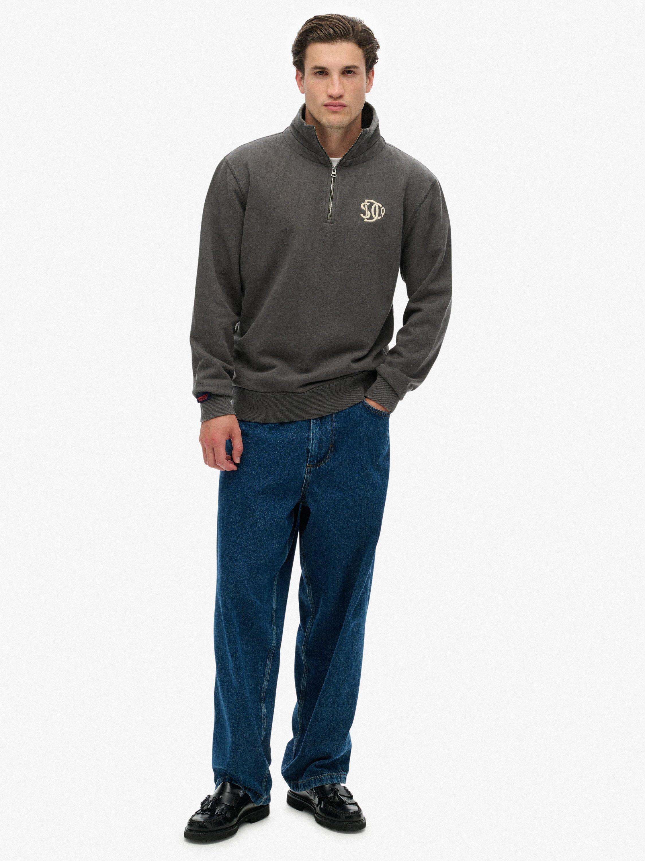Product image 3 of 5, which shows Superdry Athletic SD Co Half Zip Cotton Sweatshirt, Shadow Grey, XXXL