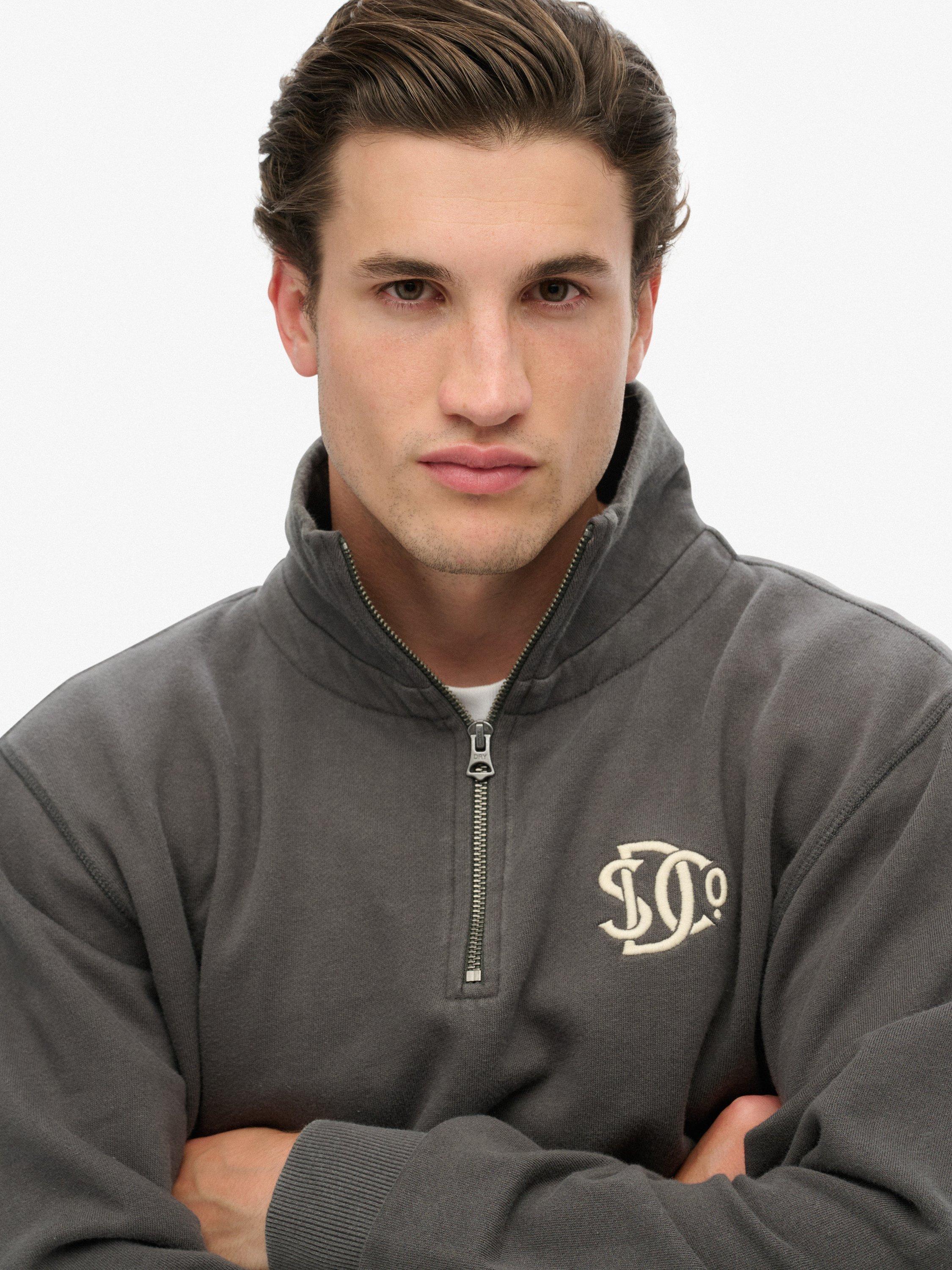 Product image 5 of 5, which shows Superdry Athletic SD Co Half Zip Cotton Sweatshirt, Shadow Grey, XXXL