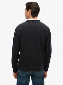 Superdry Service Supply Loose Crew Neck Cotton Sweatshirt, Washed Black - view 2, Washed Black