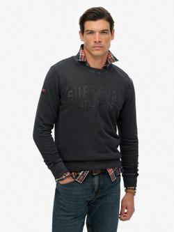 Superdry Athletic Embossed Cotton Sweatshirt, Jet Black