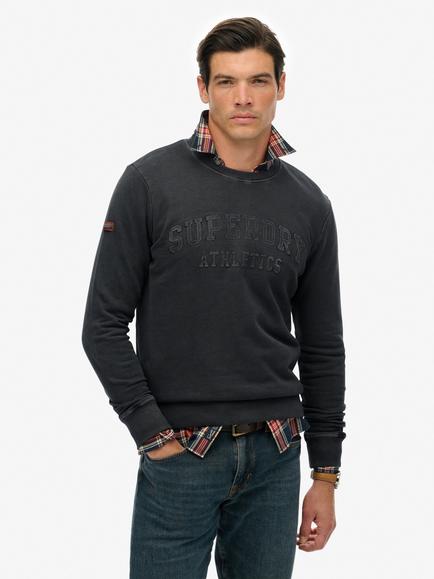 Superdry Athletic Embossed Cotton Sweatshirt, Jet Black