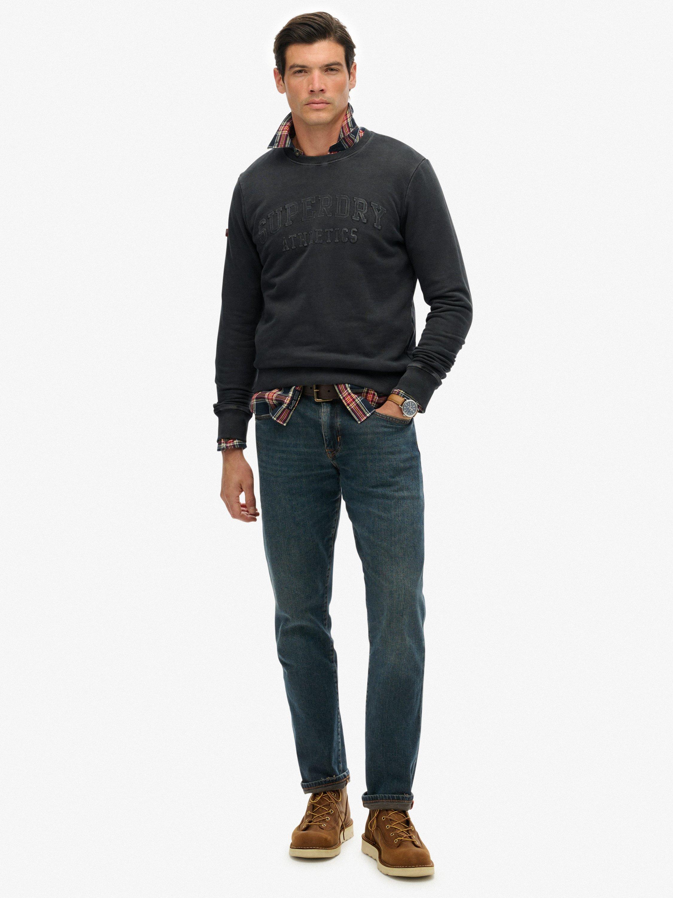 Product image 3 of 5, which shows Superdry Athletic Embossed Cotton Sweatshirt, Jet Black, S