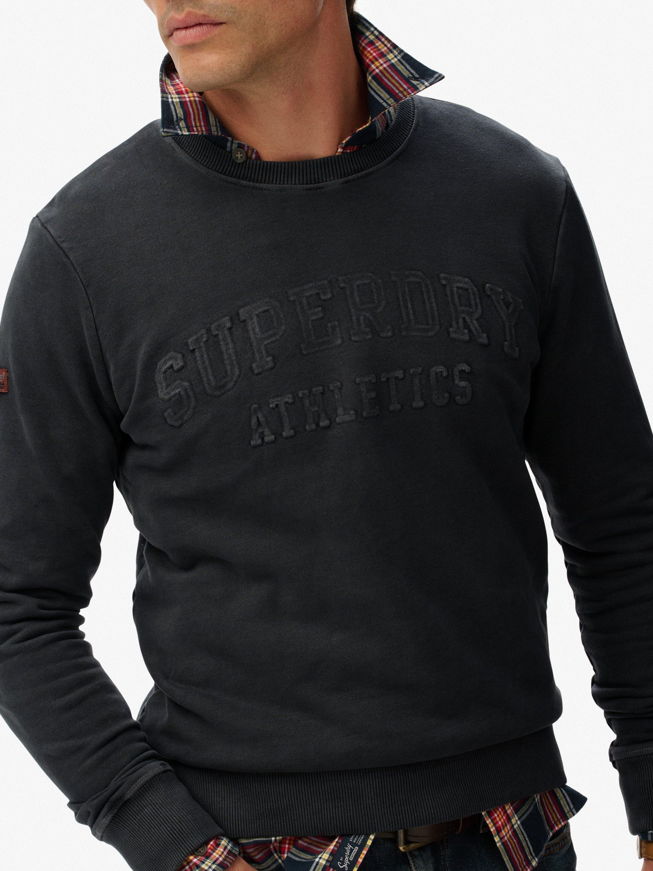 Product image 4 of 5, which shows Superdry Athletic Embossed Cotton Sweatshirt, Jet Black, S