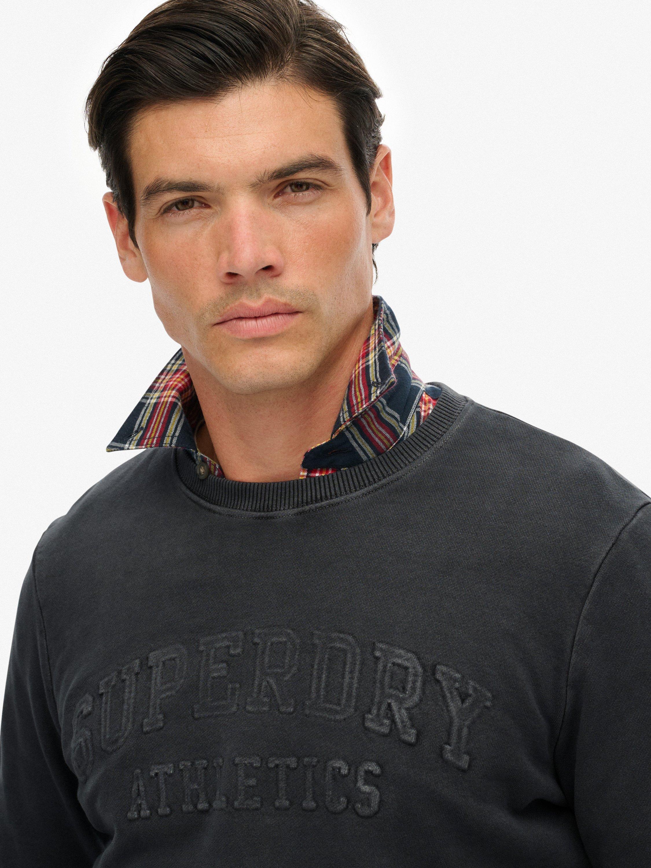 Product image 5 of 5, which shows Superdry Athletic Embossed Cotton Sweatshirt, Jet Black, S