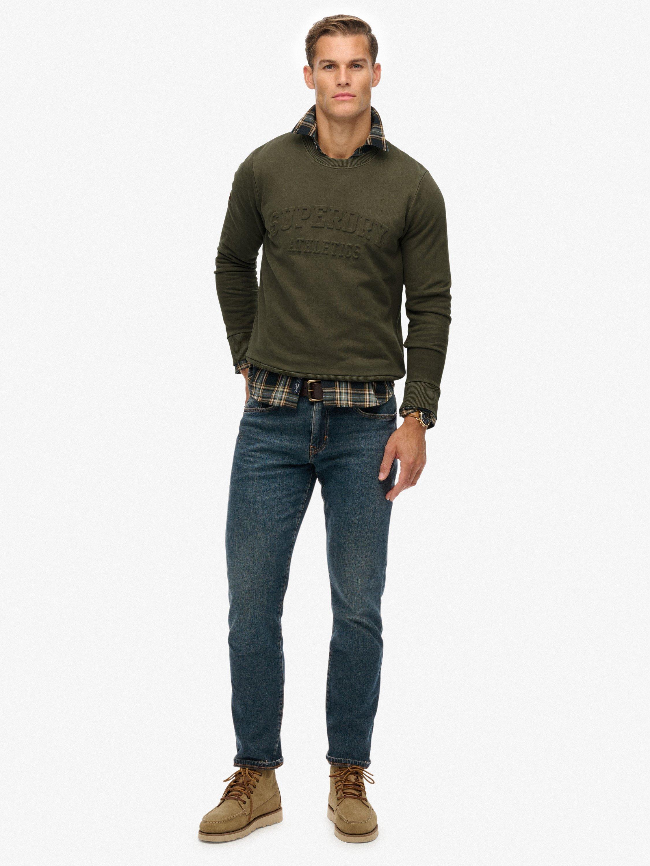 Product image 3 of 5, which shows Superdry Athletic Embossed Cotton Sweatshirt, Olive Green, S