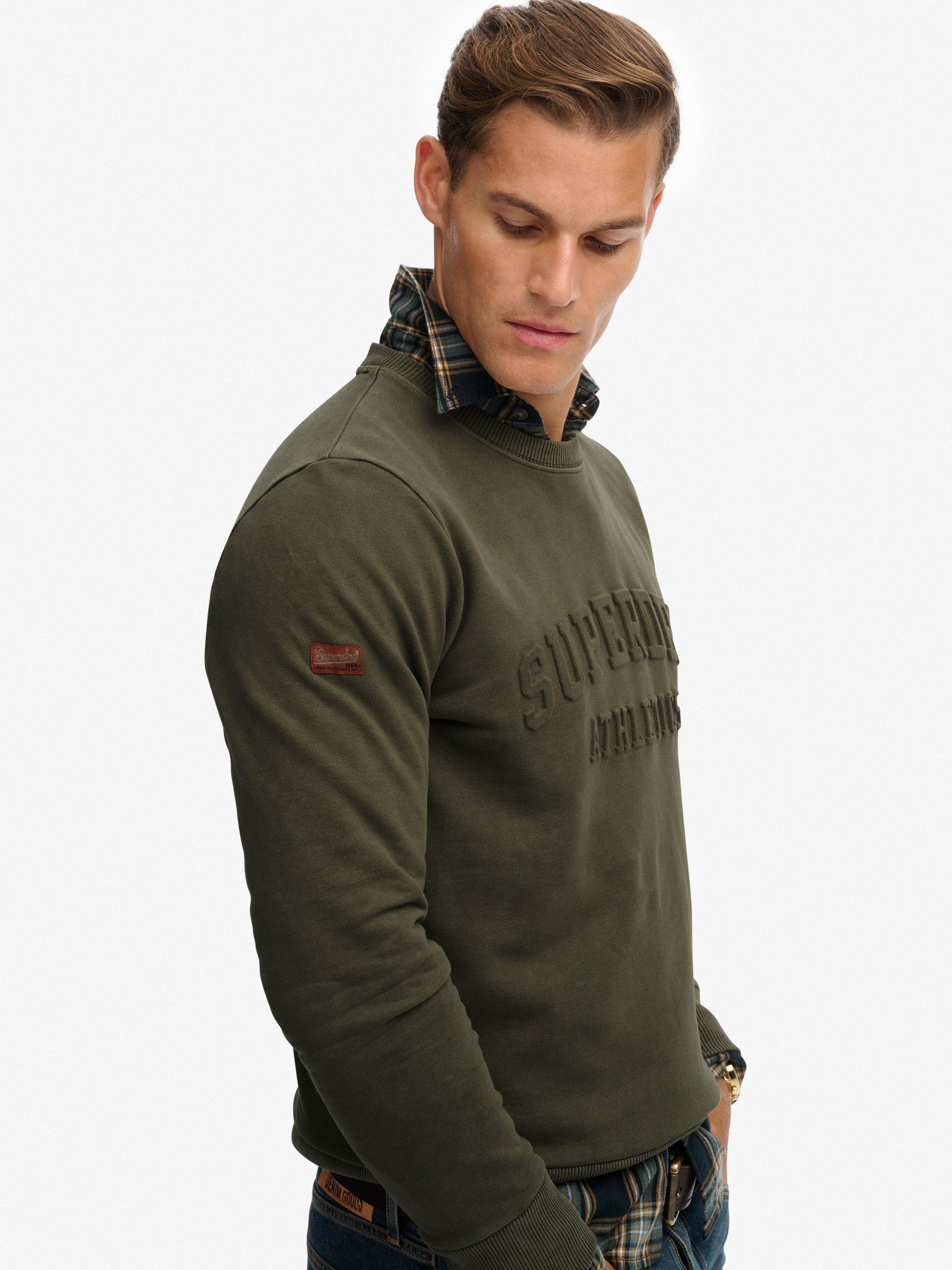 Product image 5 of 5, which shows Superdry Athletic Embossed Cotton Sweatshirt, Olive Green, S