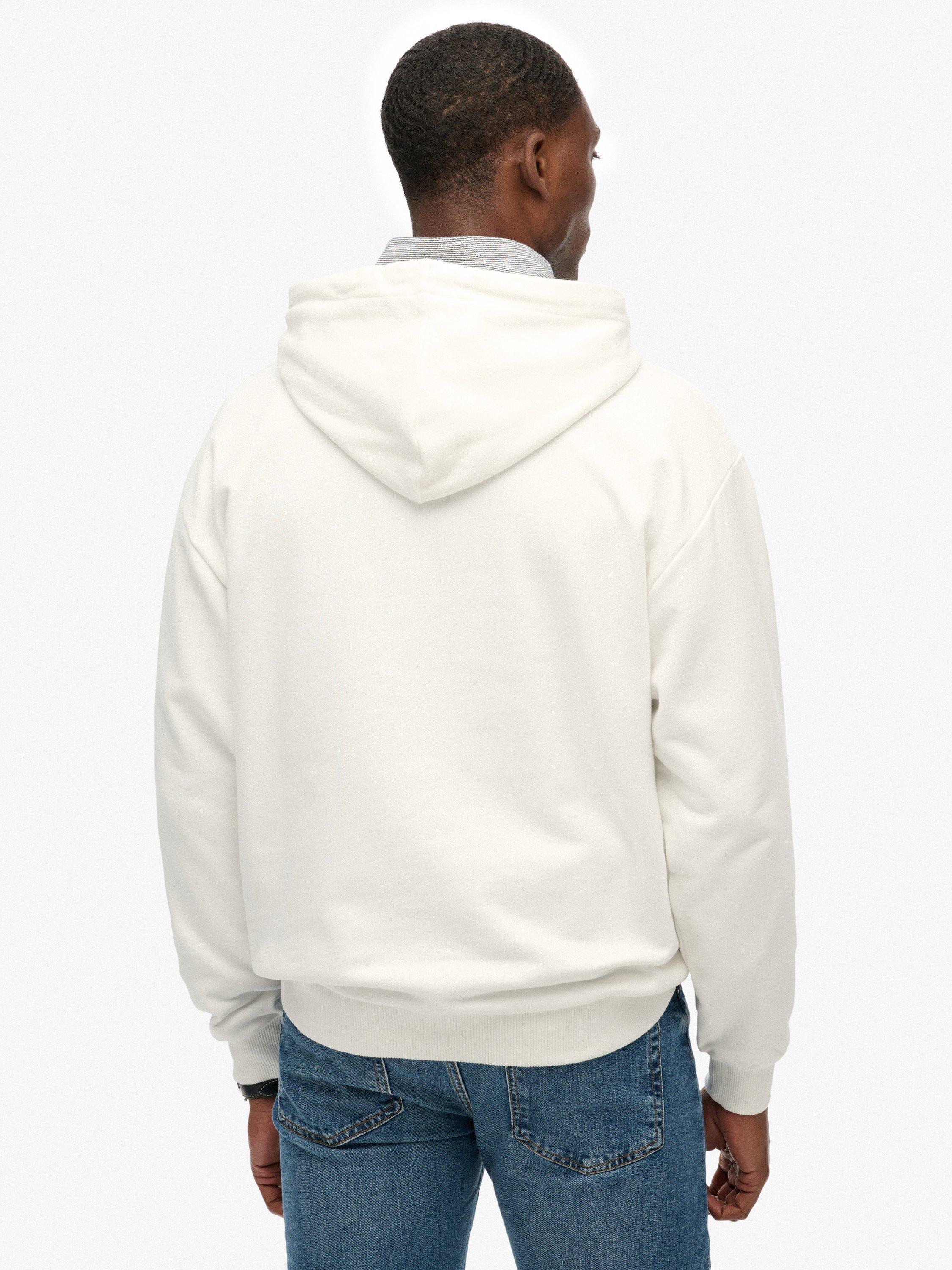 Product image 2 of 6, which shows Superdry Athletic Embossed Oversized Cotton Hoodie, Bone White, M