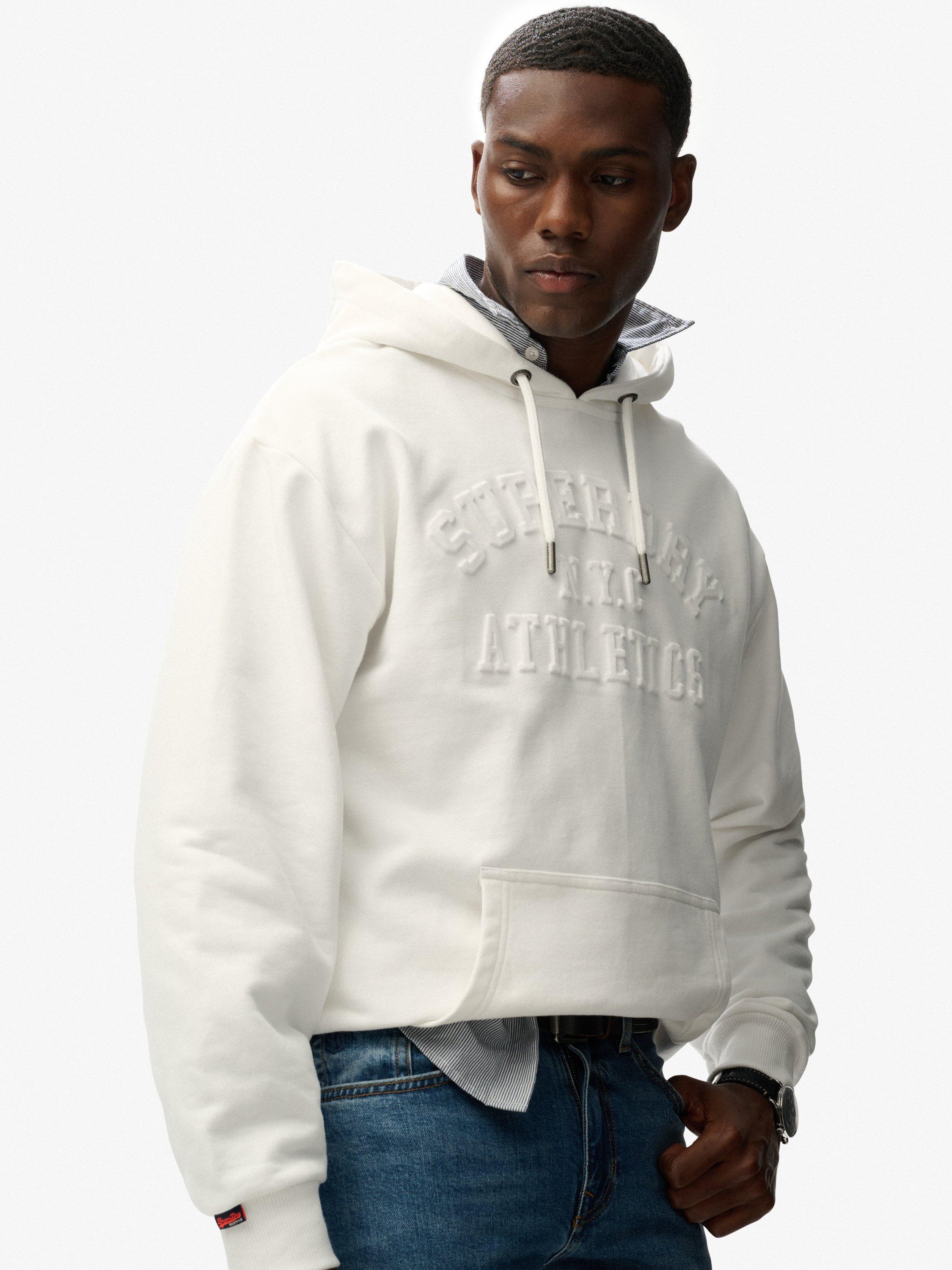 Product image 5 of 6, which shows Superdry Athletic Embossed Oversized Cotton Hoodie, Bone White, M