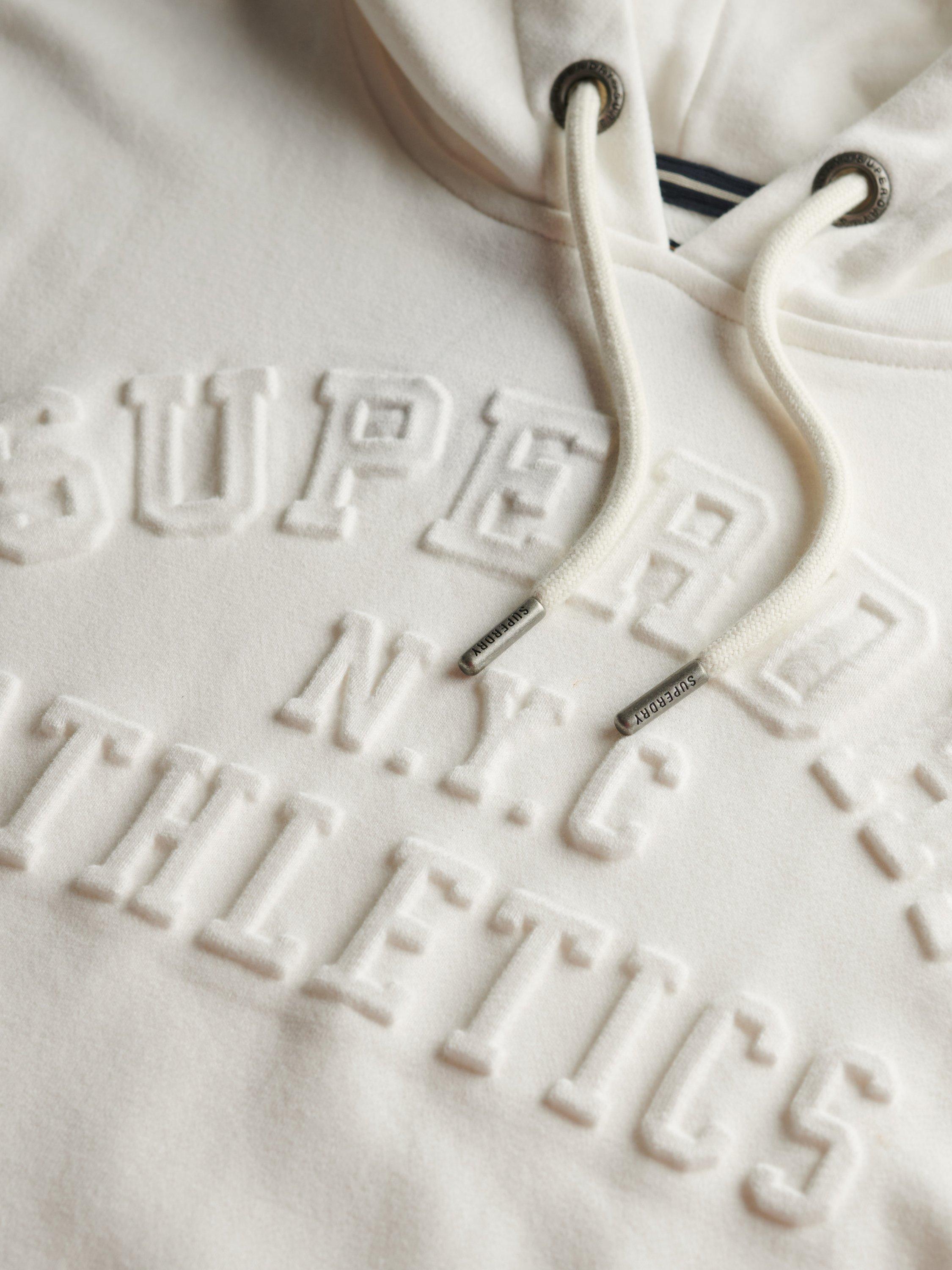 Product image 6 of 6, which shows Superdry Athletic Embossed Oversized Cotton Hoodie, Bone White, M