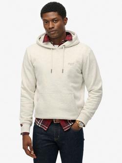 Superdry Cotton Blend Essential Logo Hoodie, Straw Grey Marl