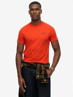 Superdry Organic Cotton Regular Fit Short Sleeve Logo T-Shirt, Orange Marl/Green, Orange Marl/Green