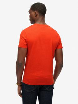 Superdry Organic Cotton Regular Fit Short Sleeve Logo T-Shirt, Orange Marl/Green - view 2, Orange Marl/Green