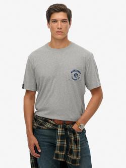Superdry Cotton Regular Fit Short Sleeve Merchant Graphic T-Shirt, Light Grey Marl, Light Grey Marl