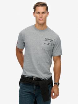 Superdry Cotton Regular Fit Short Sleeve Logo T-Shirt, Athletic Grey Marl, Athletic Grey Marl