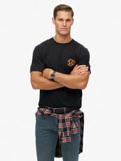 Superdry Cotton Regular Fit Merchant Graphic T-Shirt, Lauren Navy, Lauren Navy