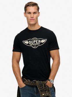 Superdry Auto Logo Relaxed Fit Cotton T-Shirt, Jet Black, Jet Black