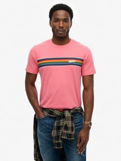 Superdry Outdoor Stripe Logo Relaxed Cotton T-Shirt, Desert Rose Pink, Desert Rose Pink