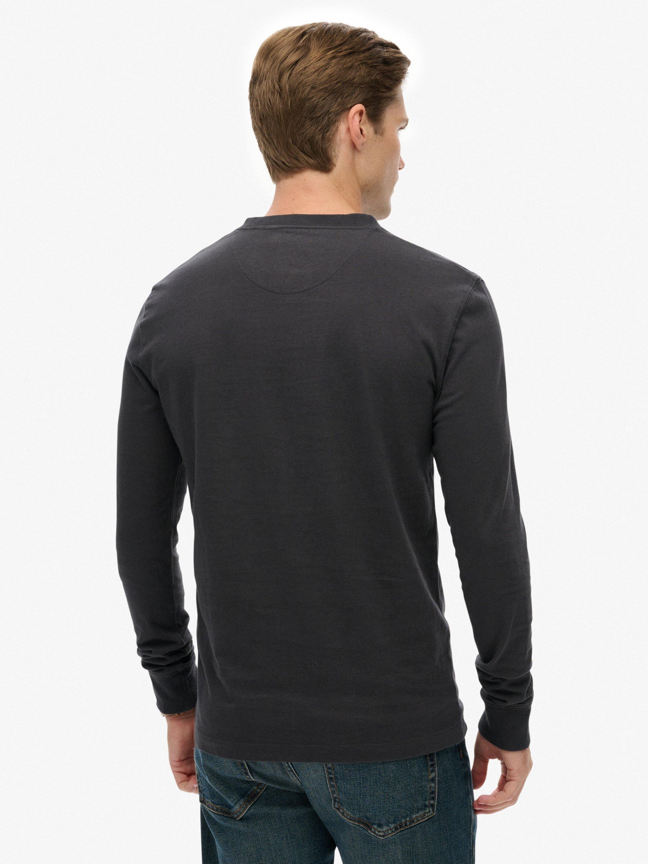 Product image 2 of 5, which shows Superdry Classic Essential Grandad Top, Dark Charcoal, L