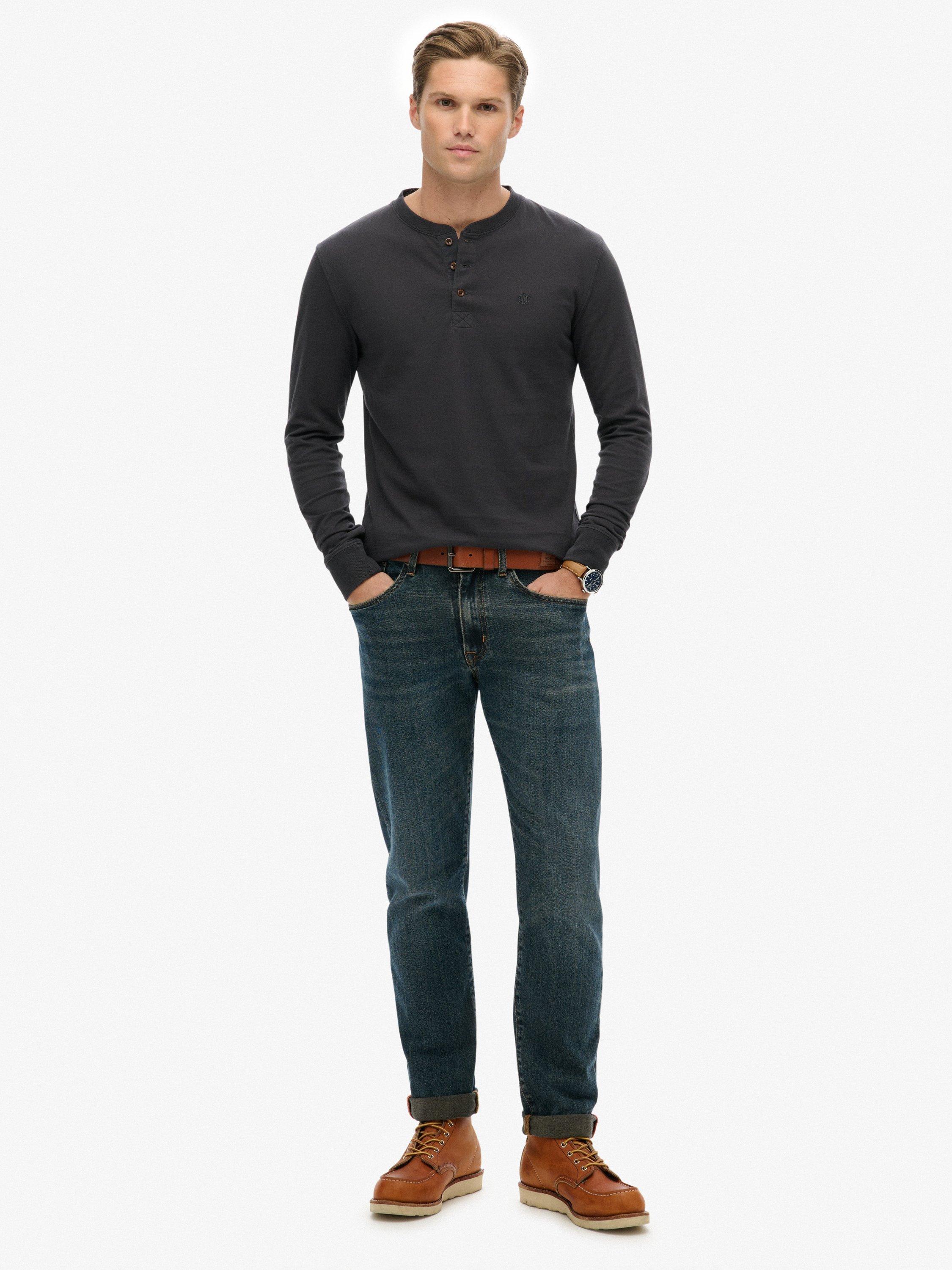 Product image 3 of 5, which shows Superdry Classic Essential Grandad Top, Dark Charcoal, L