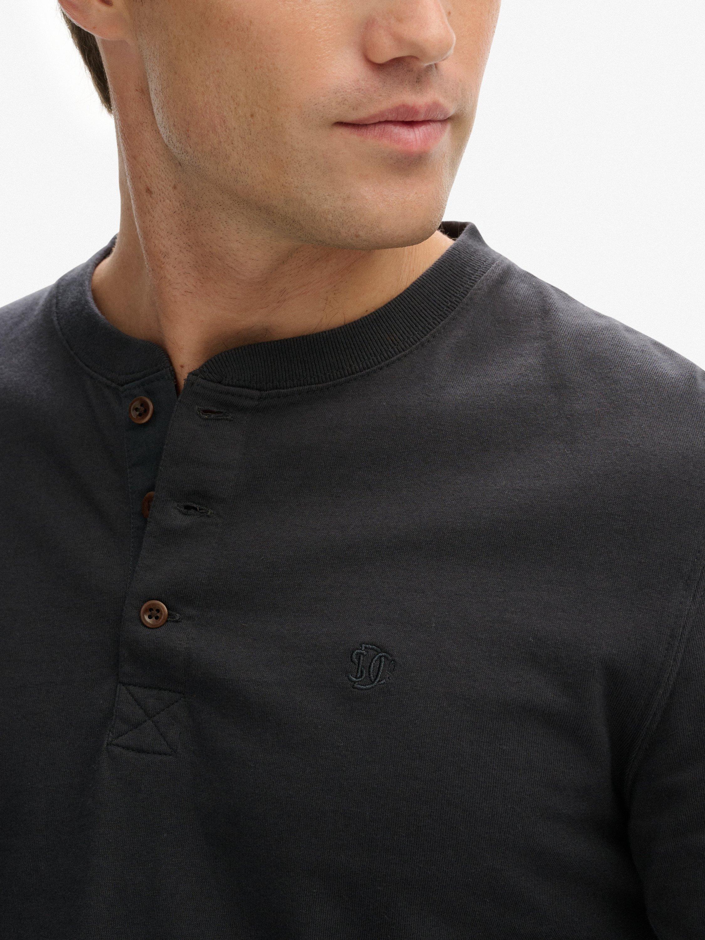 Product image 4 of 5, which shows Superdry Classic Essential Grandad Top, Dark Charcoal, L