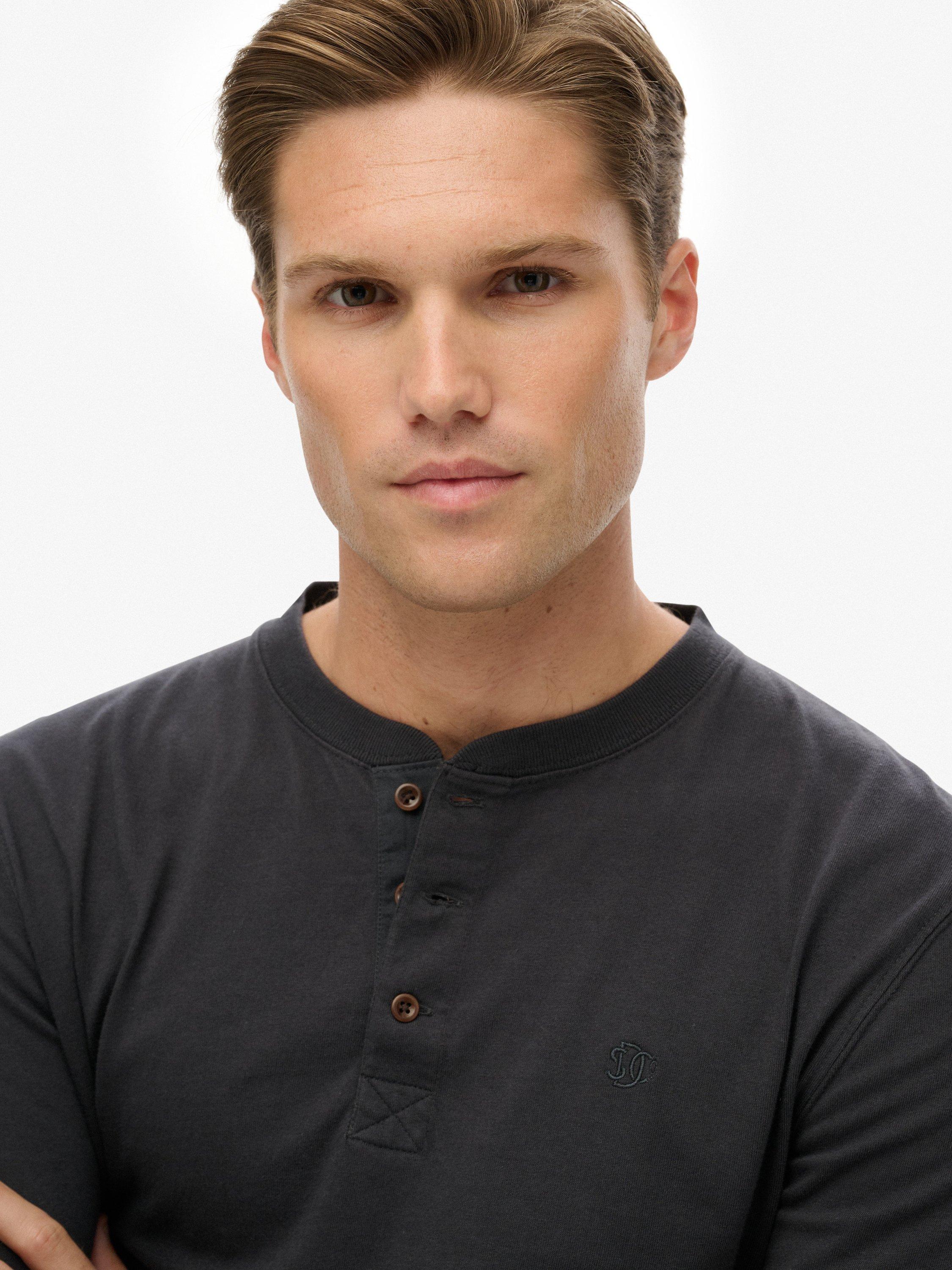 Product image 5 of 5, which shows Superdry Classic Essential Grandad Top, Dark Charcoal, L