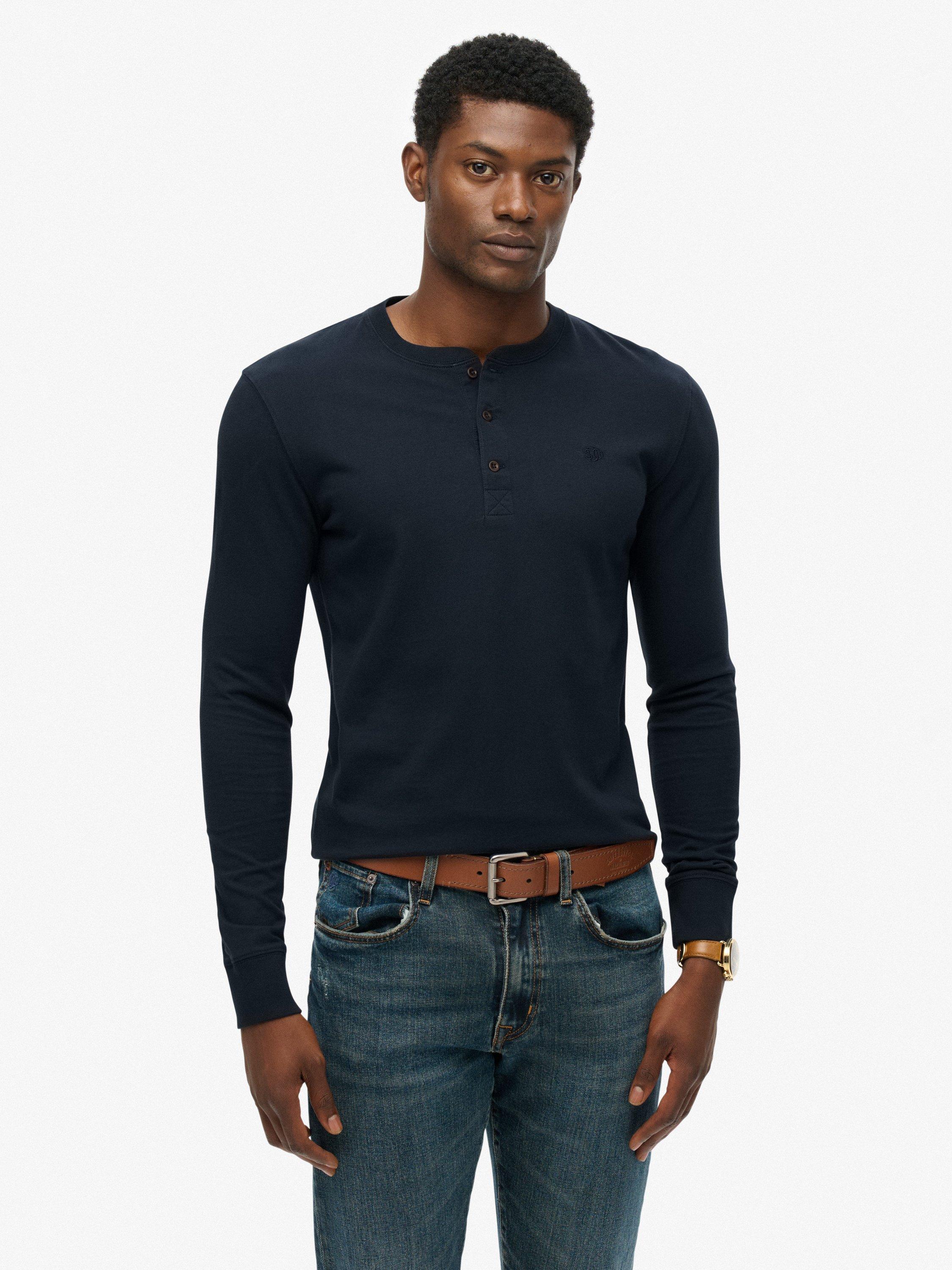 Product image 1 of 11, which shows Superdry Classic Essential Grandad Top, Eclipse Navy, S