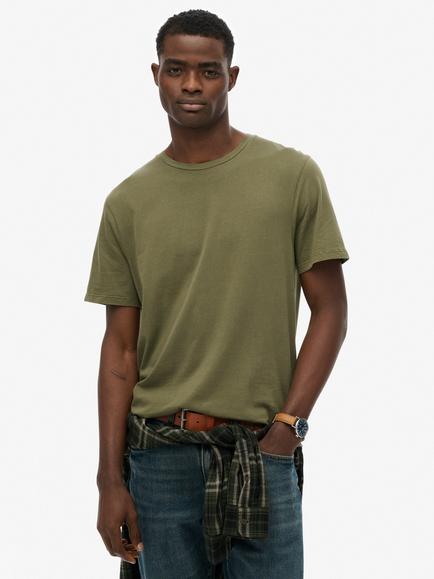 Superdry Cotton Regular Fit Short Sleeve Classic Essential T-Shirt, Dark Olive, Dark Olive