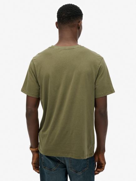 Superdry Cotton Regular Fit Short Sleeve Classic Essential T-Shirt, Dark Olive - view 2, Dark Olive