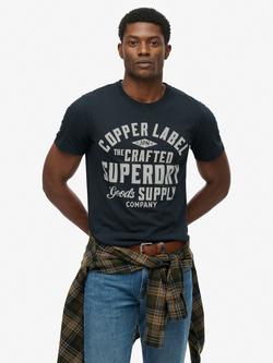 Superdry Copper Label Relaxed Fit Cotton T-Shirt, Eclipse Navy