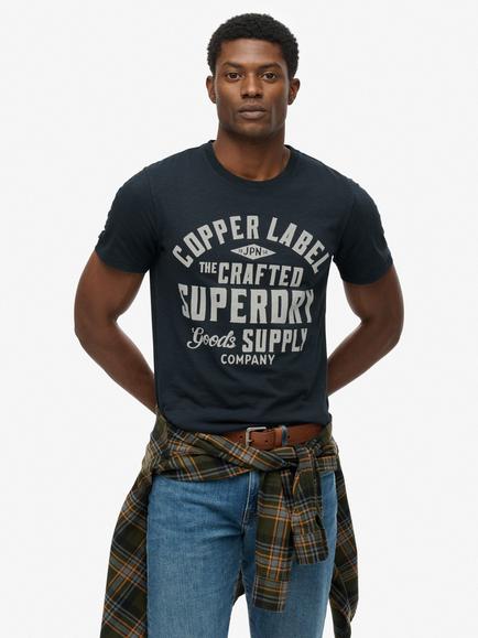 Superdry Copper Label Relaxed Fit Cotton T-Shirt, Eclipse Navy