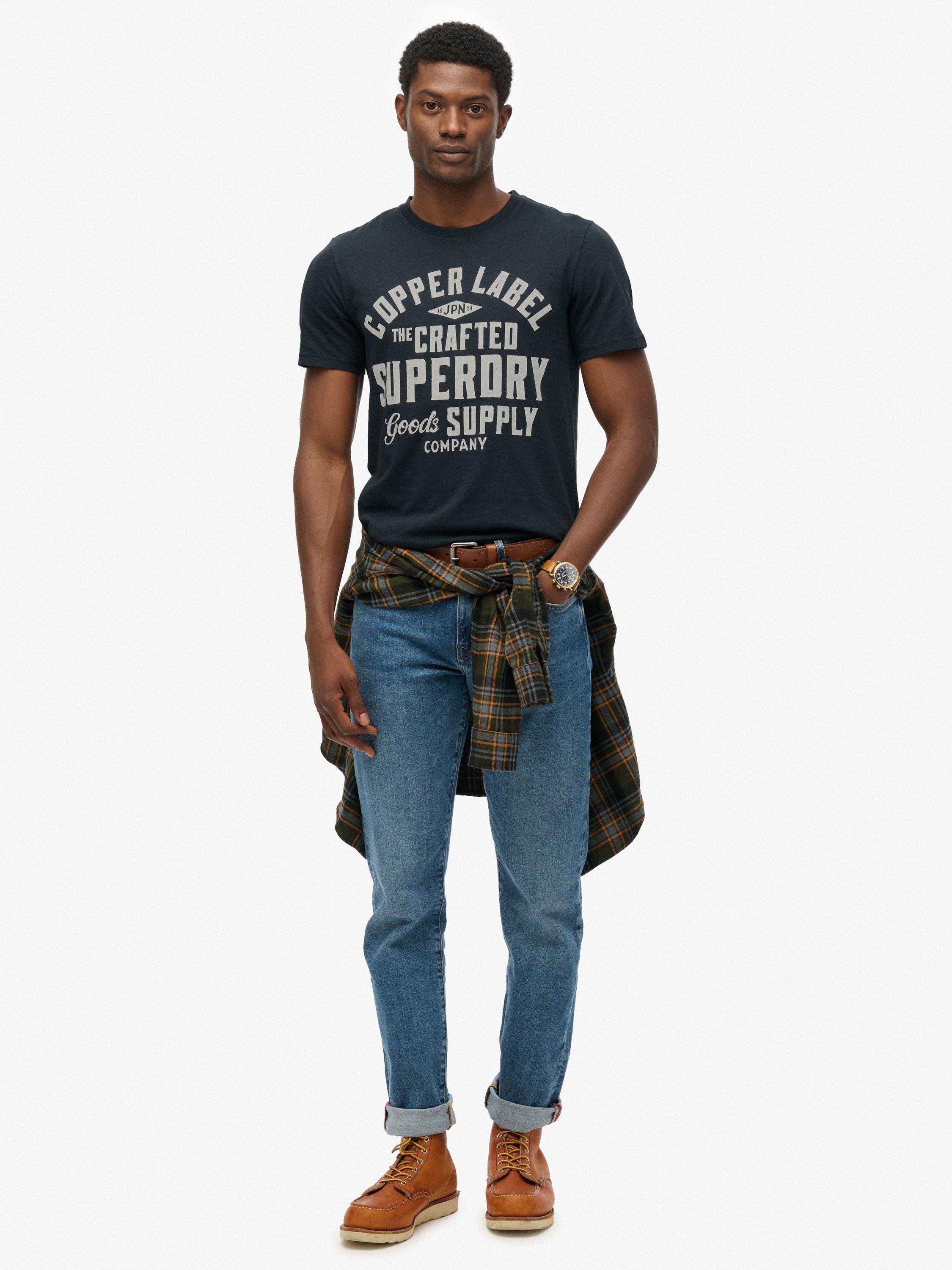 Product image 3 of 6, which shows Superdry Copper Label Relaxed Fit Cotton T-Shirt, Eclipse Navy, M