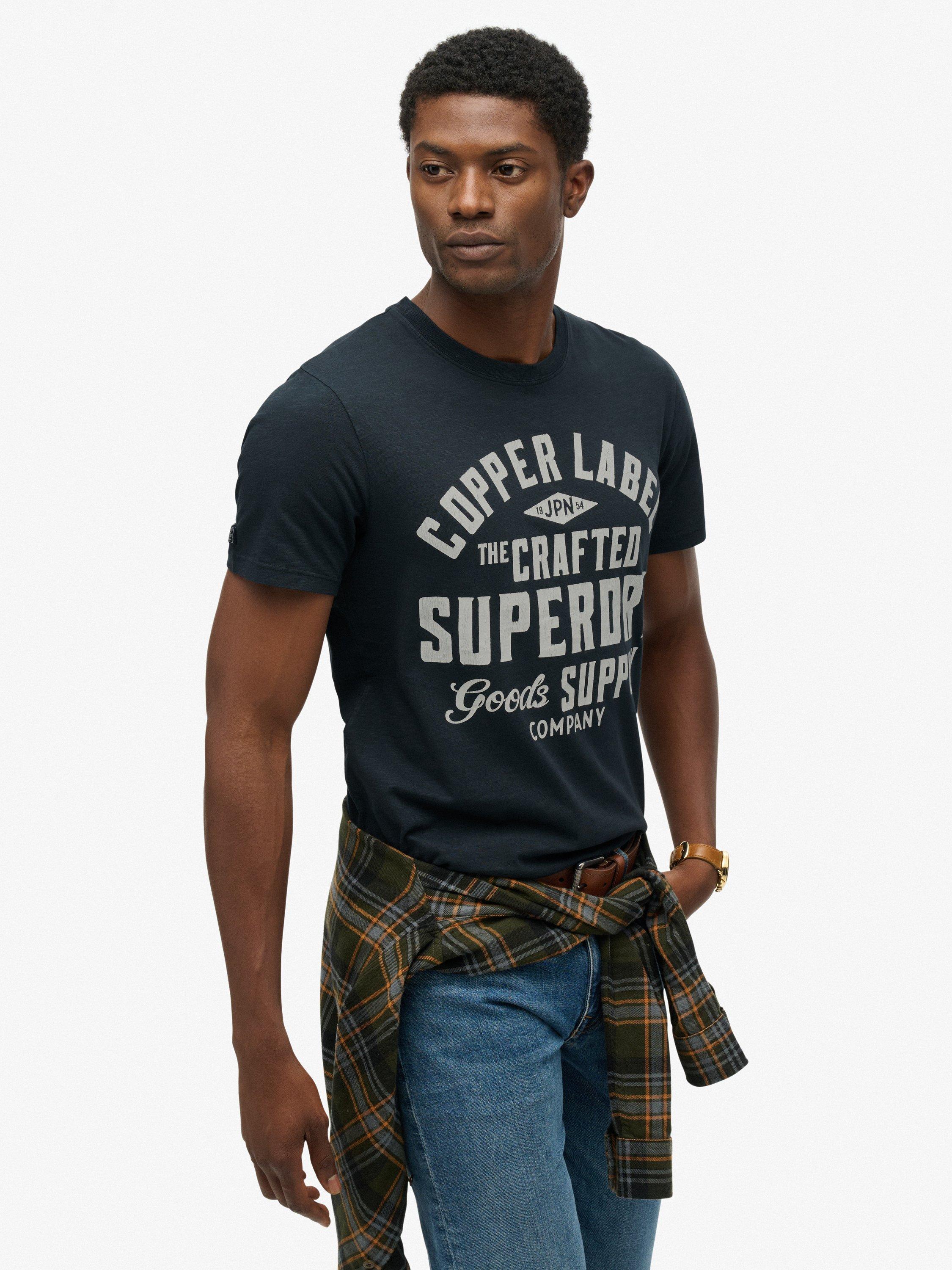Product image 4 of 6, which shows Superdry Copper Label Relaxed Fit Cotton T-Shirt, Eclipse Navy, M