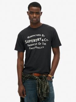Superdry Copper Label Relaxed Fit Cotton T-Shirt, Washed Black