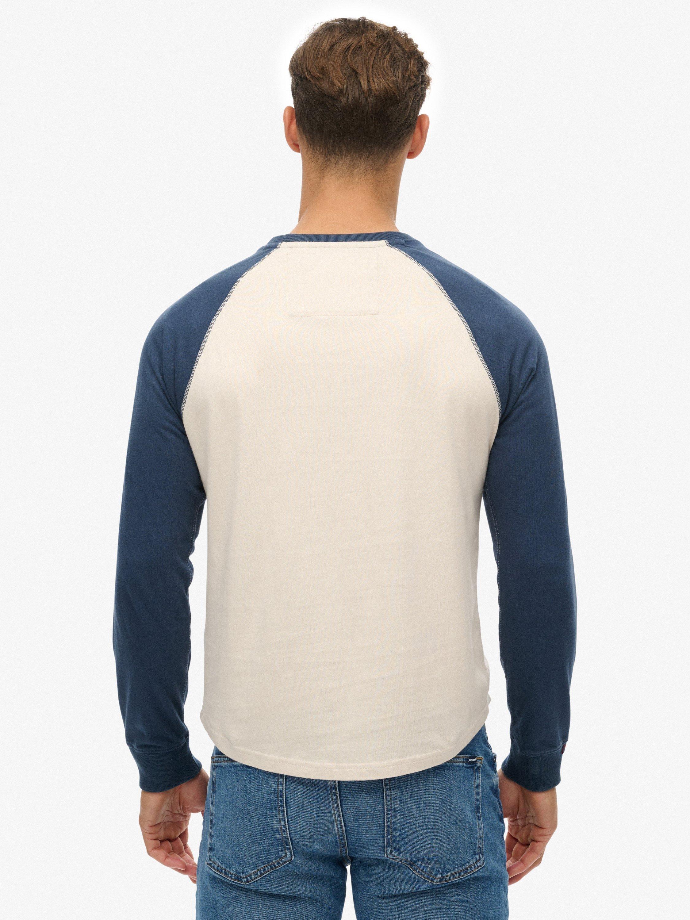 Product image 2 of 5, which shows Superdry Vintage Athletic Baseball Sweatshirt, White Sand/Navy, M
