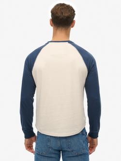 Superdry Vintage Athletic Baseball Sweatshirt, White Sand/Navy - view 2, White Sand/Navy
