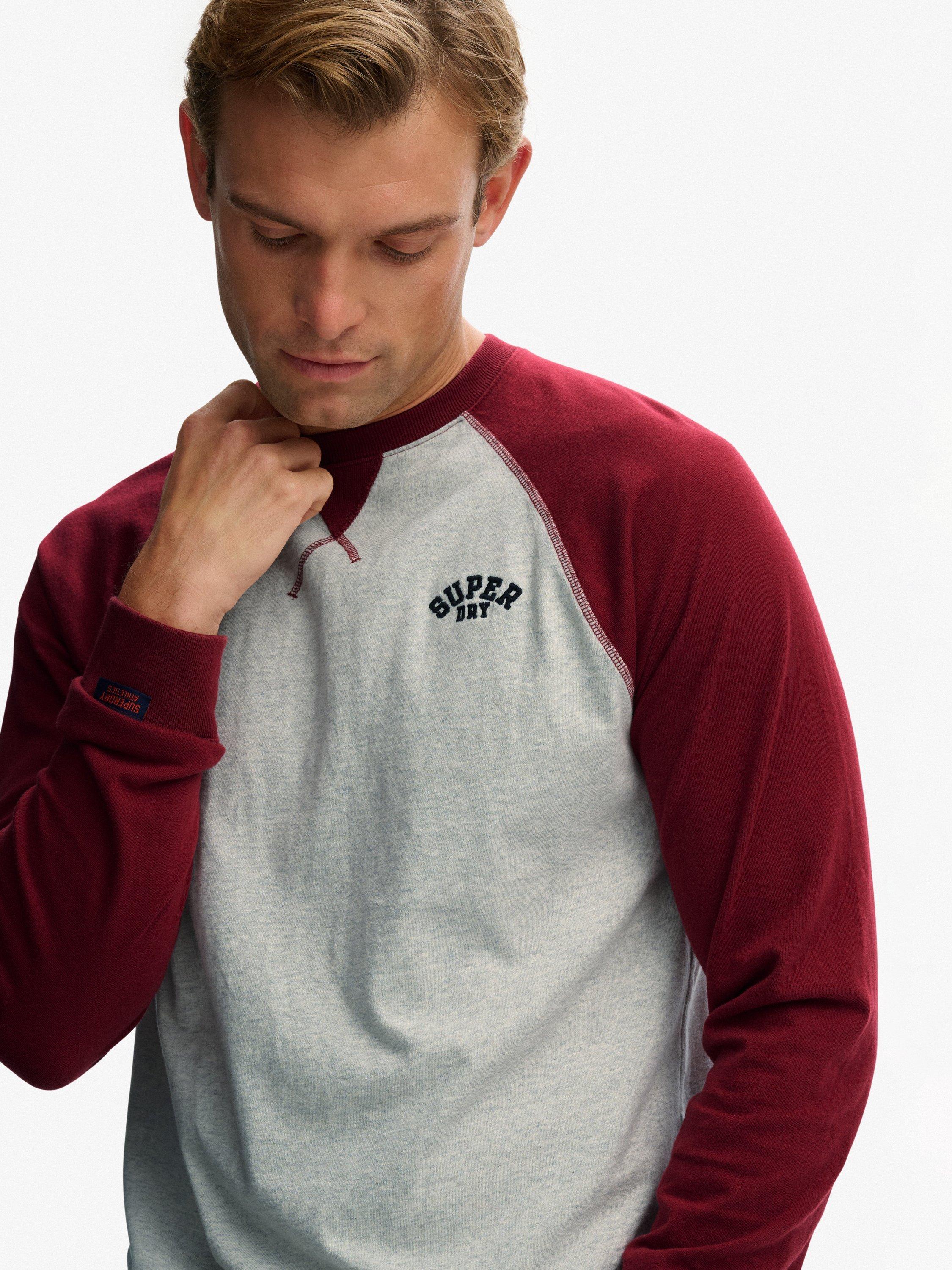 Product image 5 of 5, which shows Superdry Vintage Athletic Baseball Sweatshirt, Grey/Burgundy, XXXL