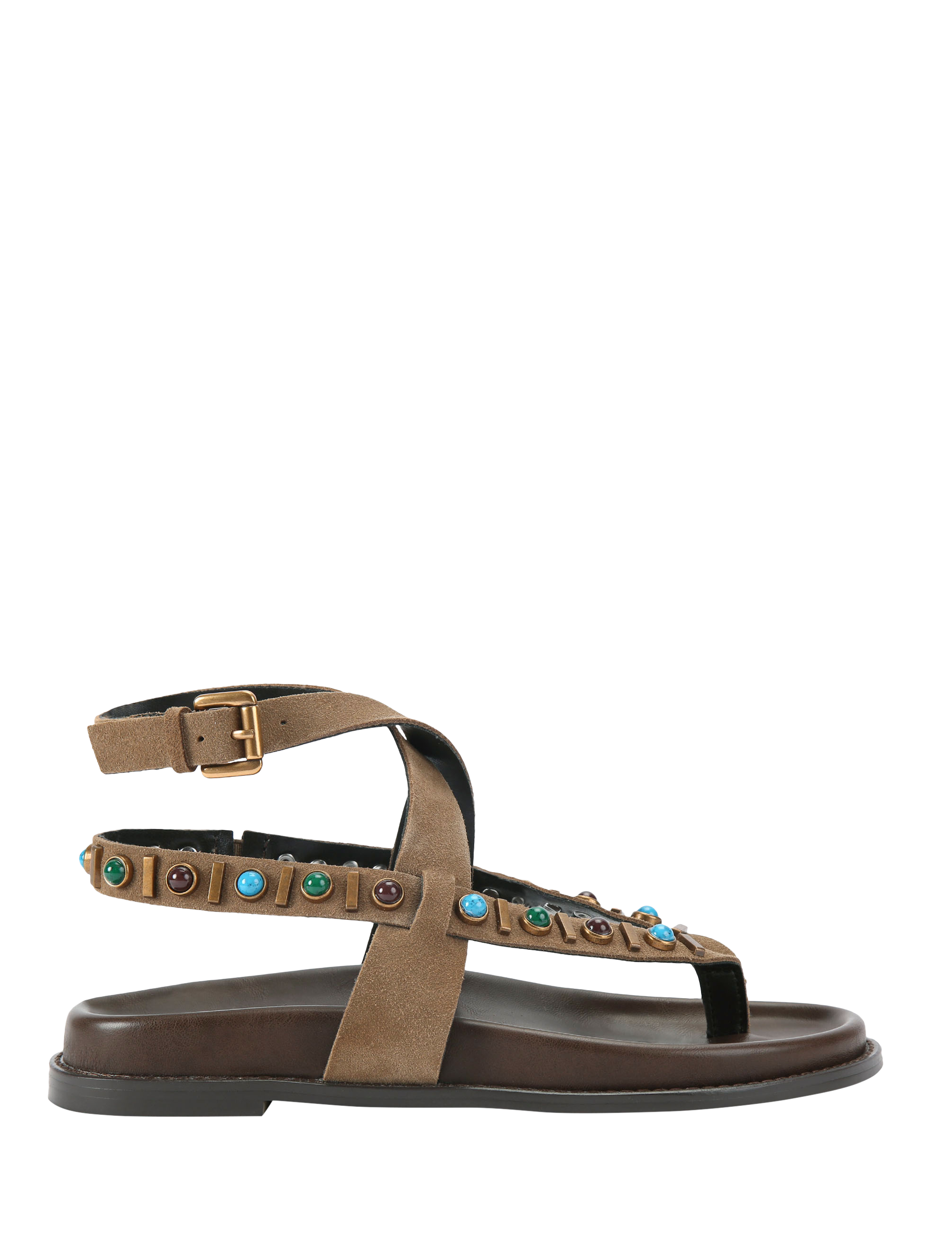 Product image 1 of 5, which shows KG Kurt Geiger RONNY Leather Open Toe Embellished Sandals, Brown, 3