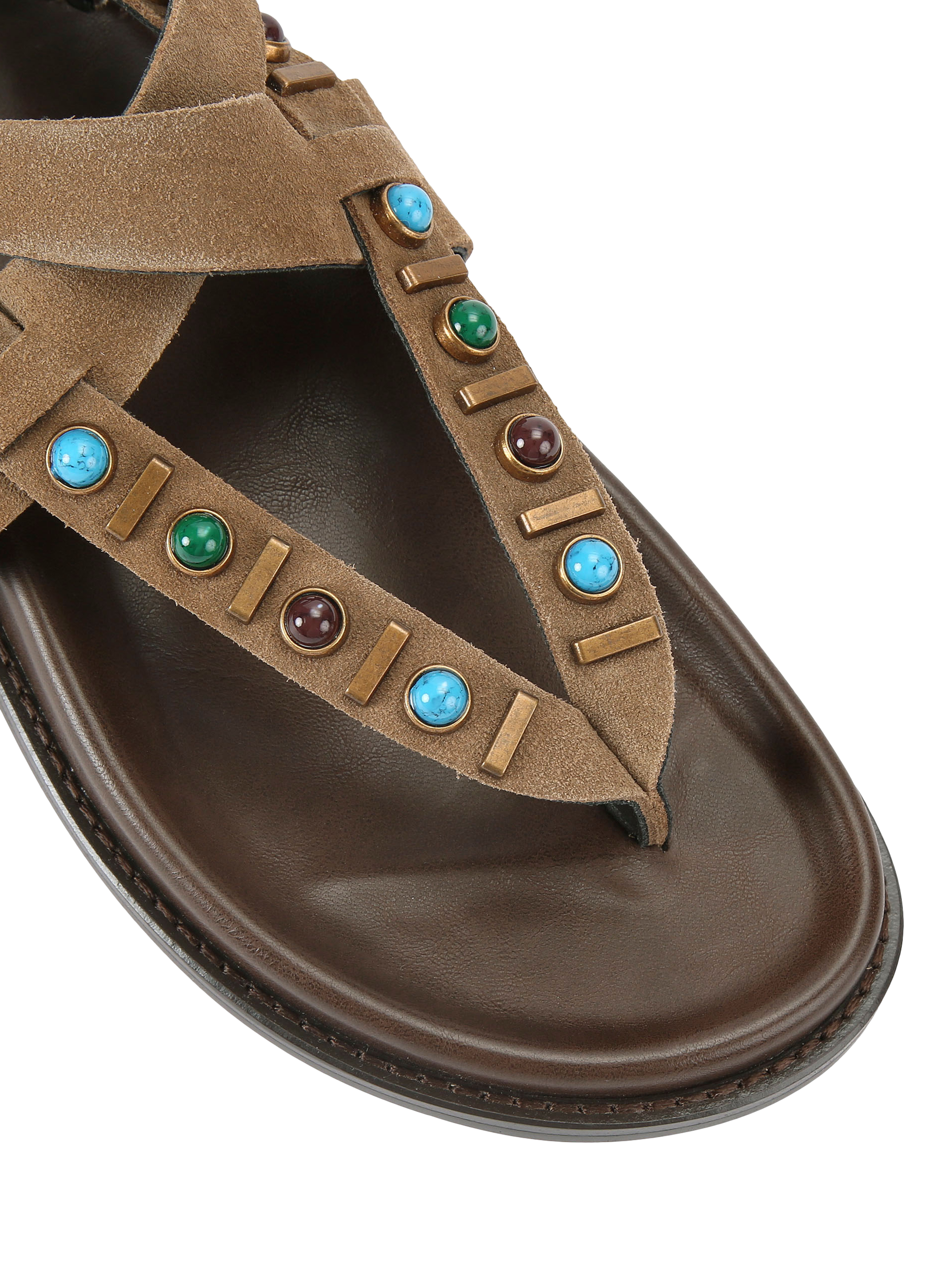 Product image 5 of 5, which shows KG Kurt Geiger RONNY Leather Open Toe Embellished Sandals, Brown, 3