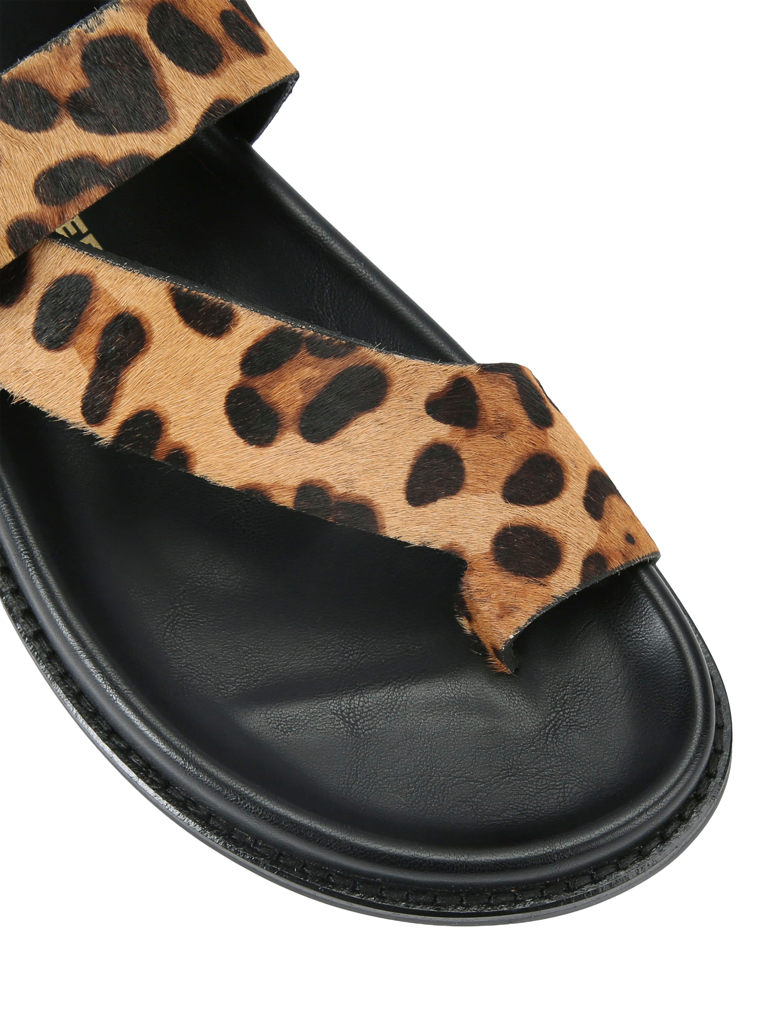 Product image 5 of 5, which shows KG Kurt Geiger RYHAN Suede Leopard T-Bar Sandals, Brown, 3