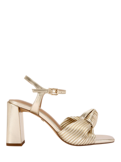 KG Kurt Geiger Signet Knot Block Heeled Sandals, Gold, Gold