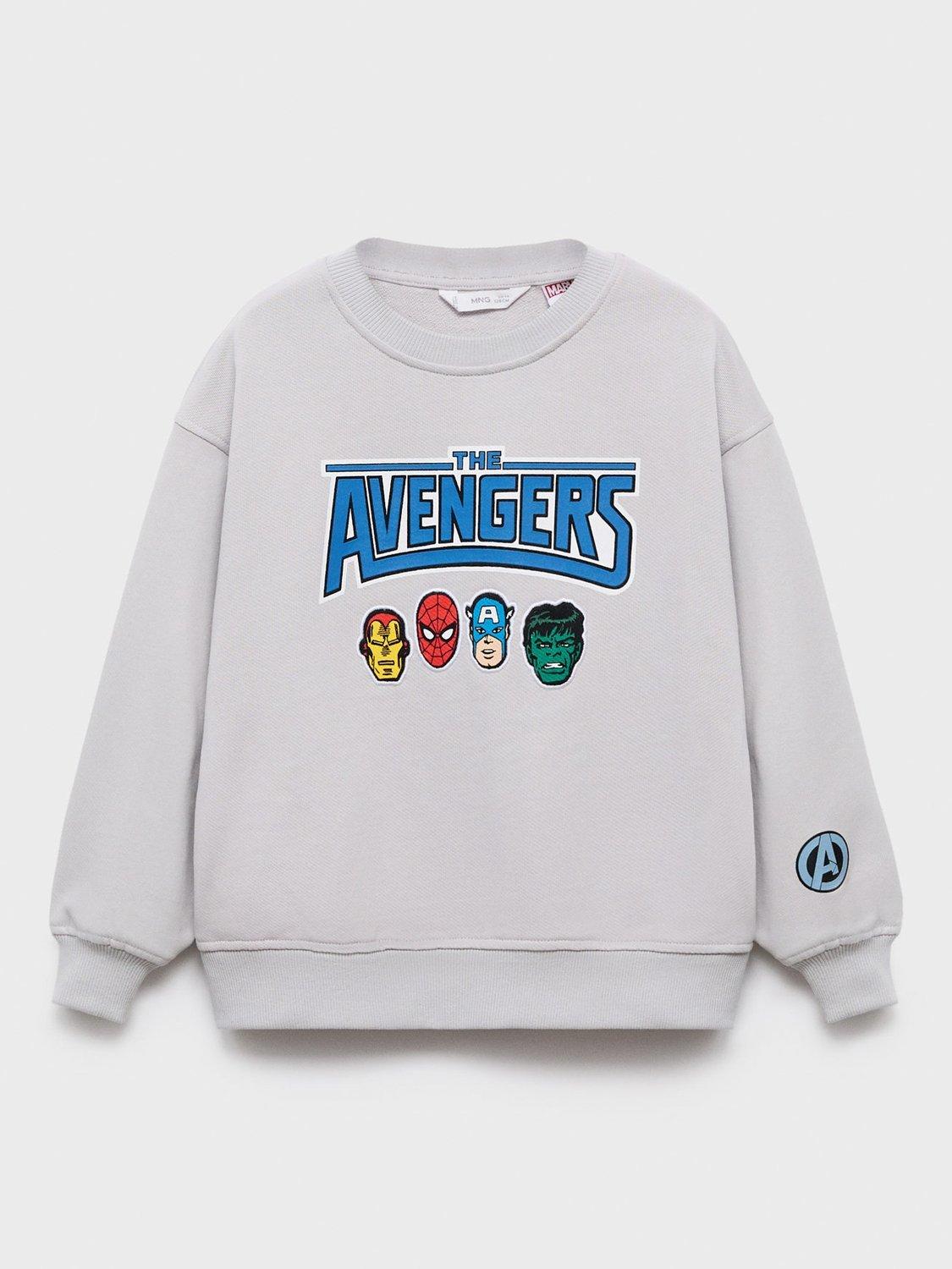 Product image 1 of 4, which shows Mango Kids' Marvel Avengers Cotton Sweatshirt, White, 9-10 years