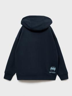 Mango Kids' Batboss Cotton Long Sleeved Hoodie, Navy - view 2, Navy