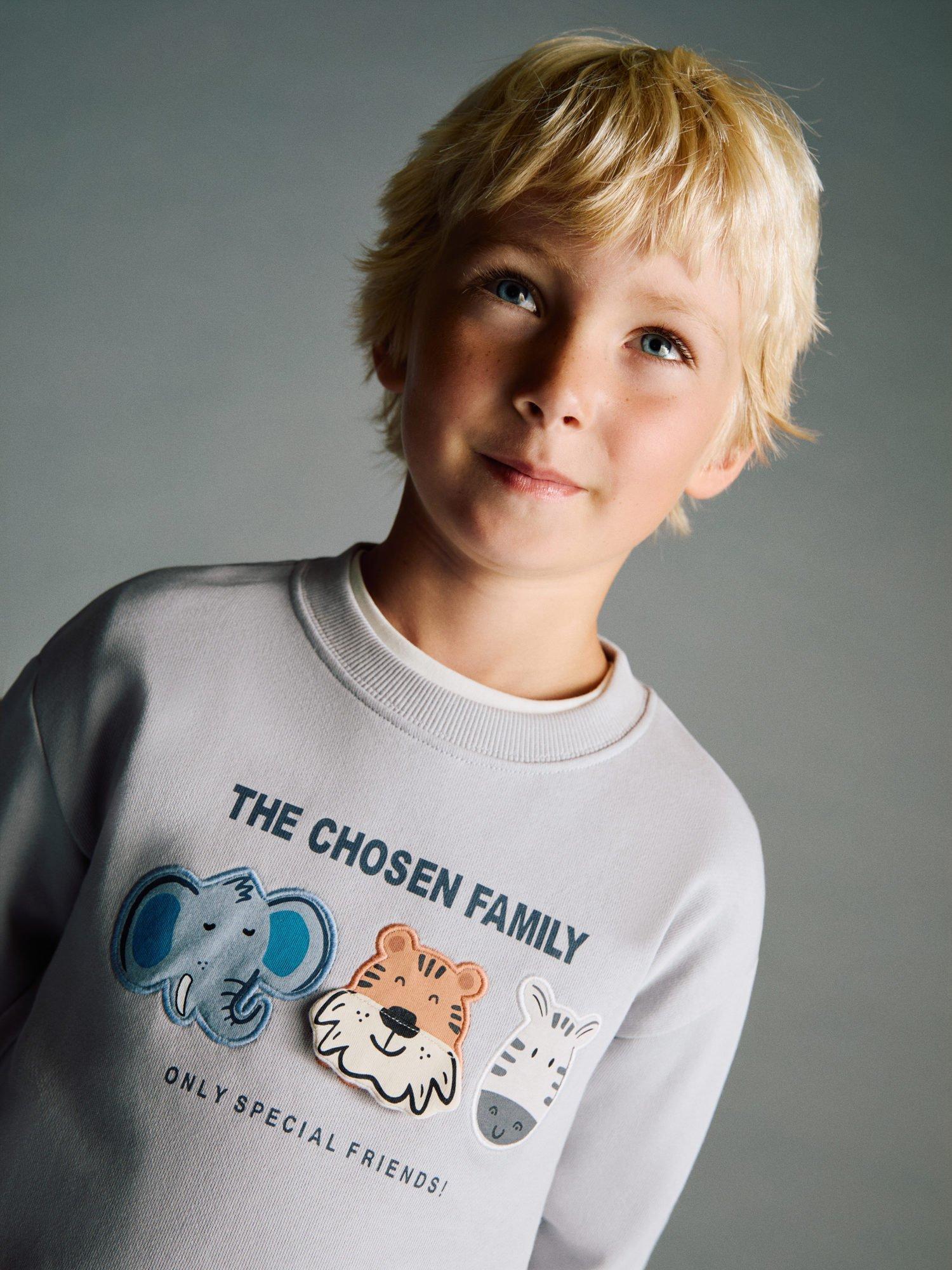 Product image 2 of 6, which shows Mango Kids' Chosen Family Sweatshirt, Ice Grey, 12-18 months