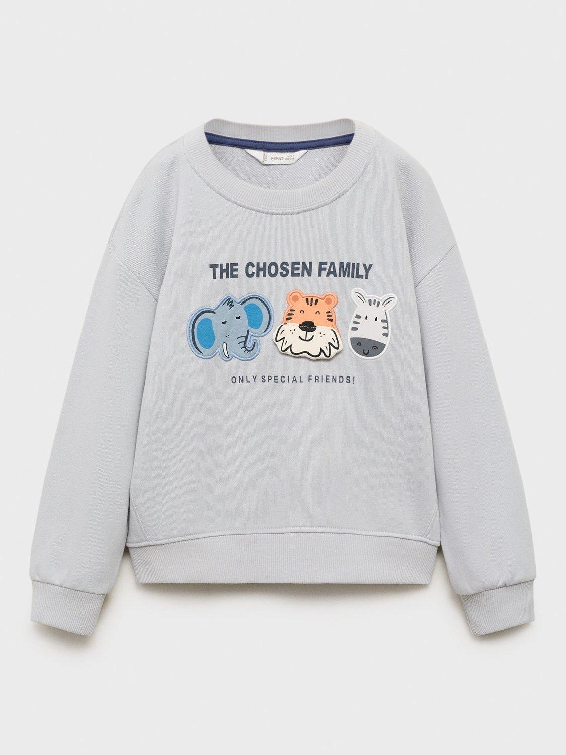 Product image 3 of 6, which shows Mango Kids' Chosen Family Sweatshirt, Ice Grey, 12-18 months