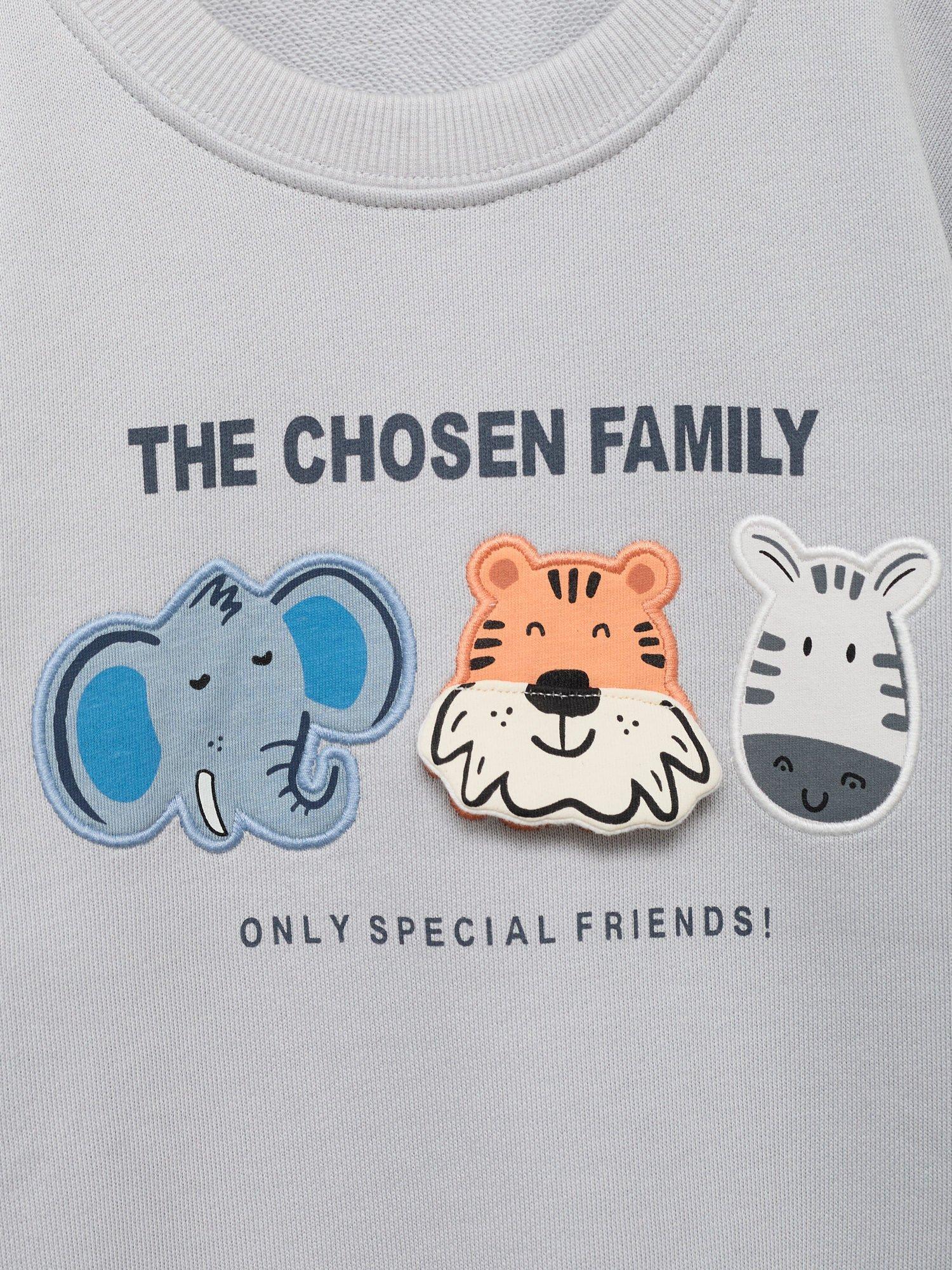 Product image 6 of 6, which shows Mango Kids' Chosen Family Sweatshirt, Ice Grey, 12-18 months