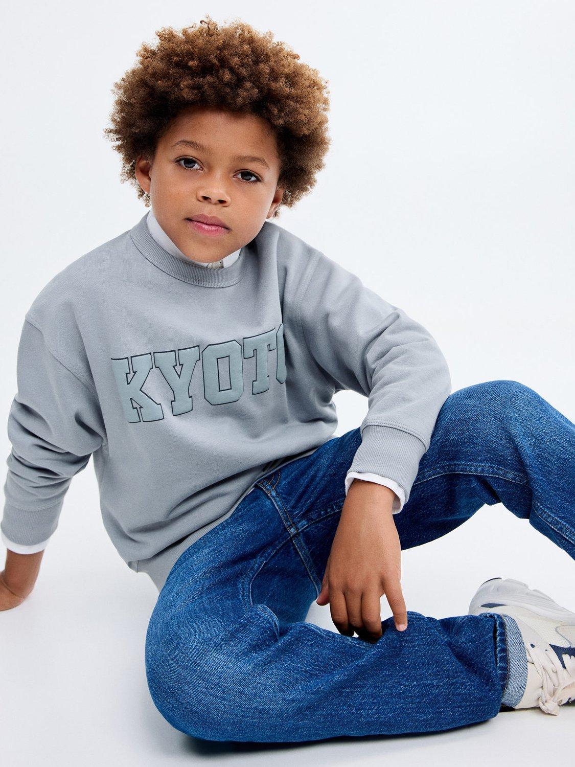 Mango Kids' Kyoto Cotton Crew Neck Sweatshirt
