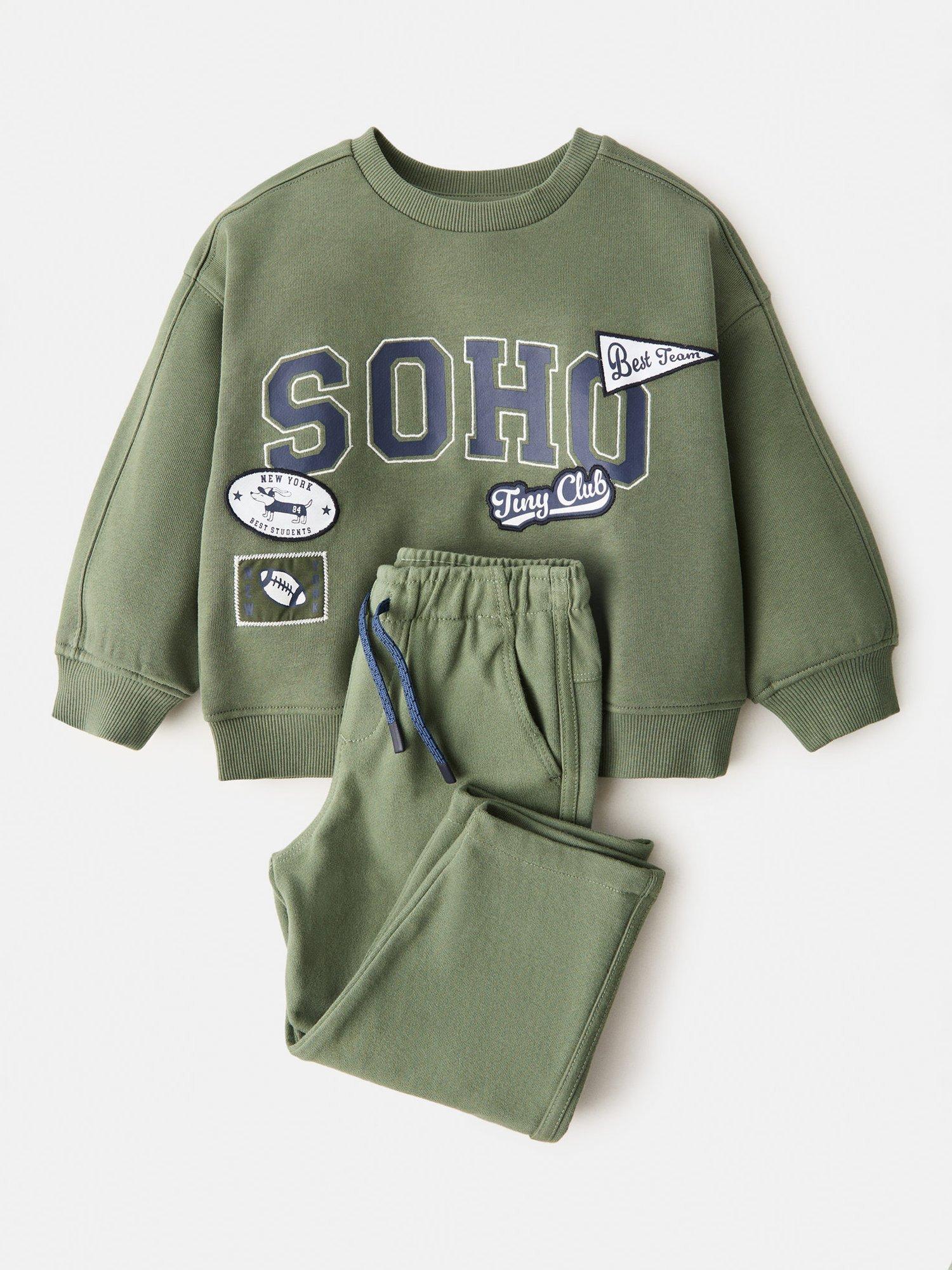 Product image 3 of 4, which shows Mango Kids' Cotton Soho Graphic Sweatshirt, Green, 3-4 years