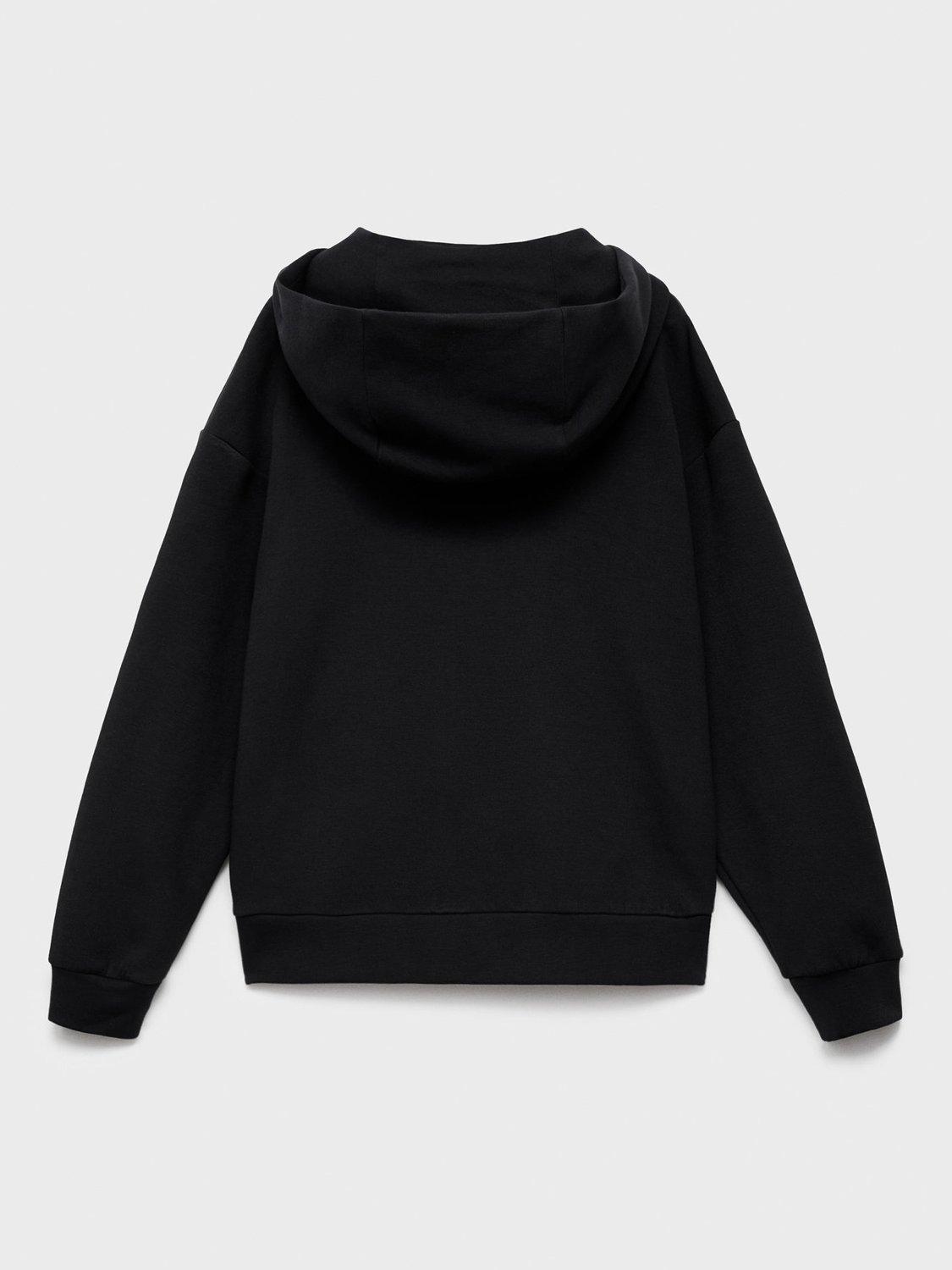 Product image 2 of 4, which shows Mango Kids' Cotton Rich Hoodie, Black, 11-12 years