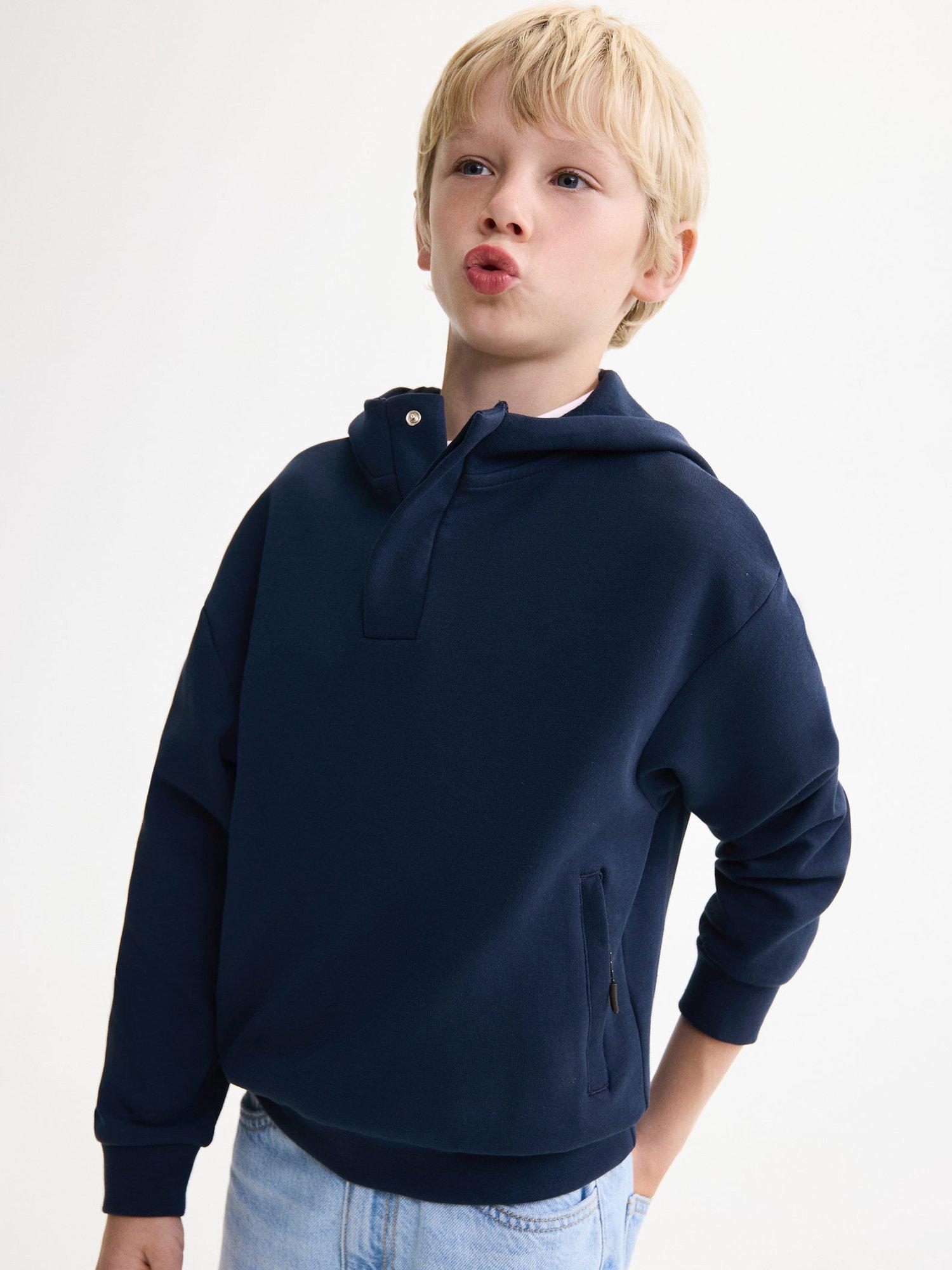 Product image 1 of 6, which shows Mango Kids' Cotton Rich Hoodie, Navy, 9-10 years